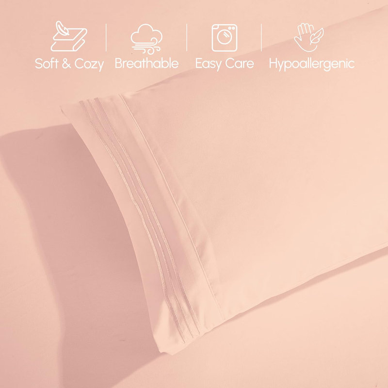 Ensemble de draps 4 pièces en microfibre de qualité hôtelière Elegant Comfort Luxury 1500, King Sheet Set with 2 Pillowcases