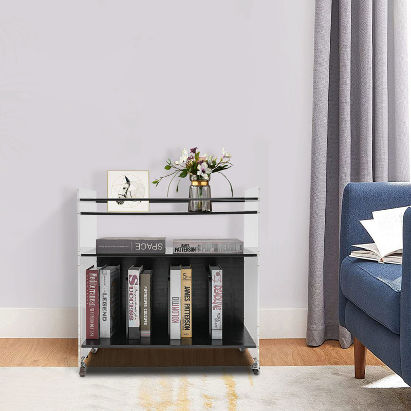 Table d'appoint d'appoint avec base en bambou, Noir