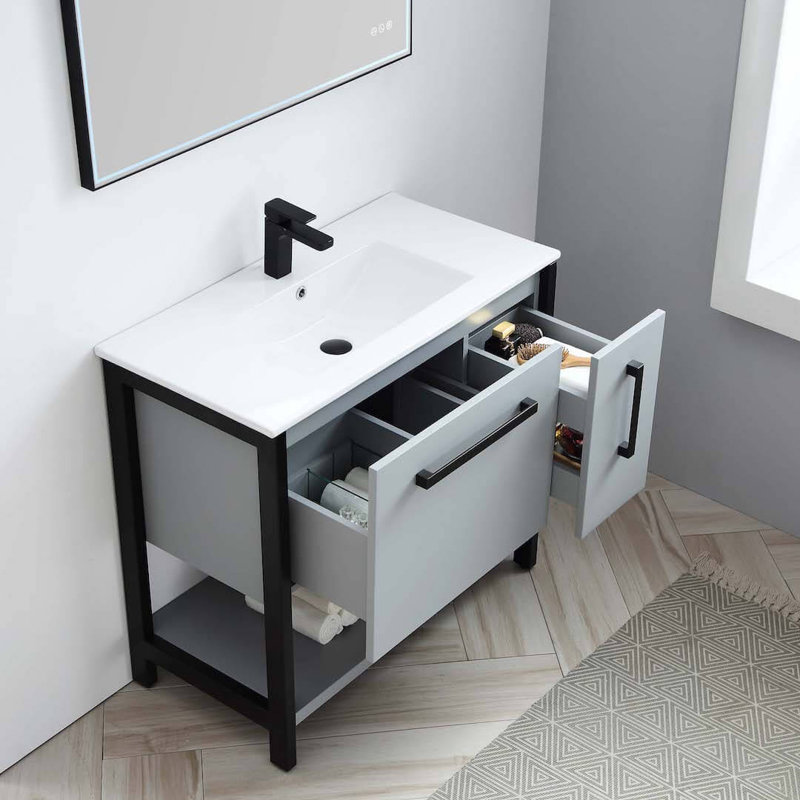 36'' Single Bathroom Vanity with Sink, Matte Grey