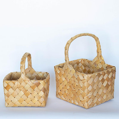 2 Piece Wood Decorative Basket Set