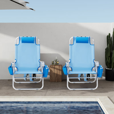Blue Aluminum Folding Beach Chair(Set Of 2)