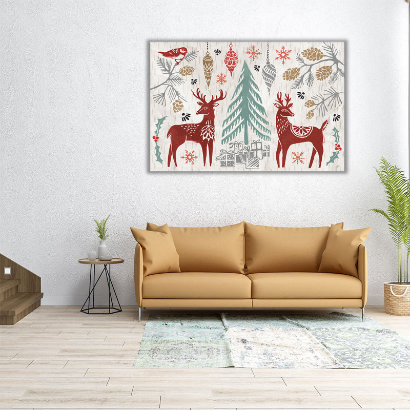 «Woodcut Christmas I», reproduction d'art sur toile, H 40 po x l 60 po