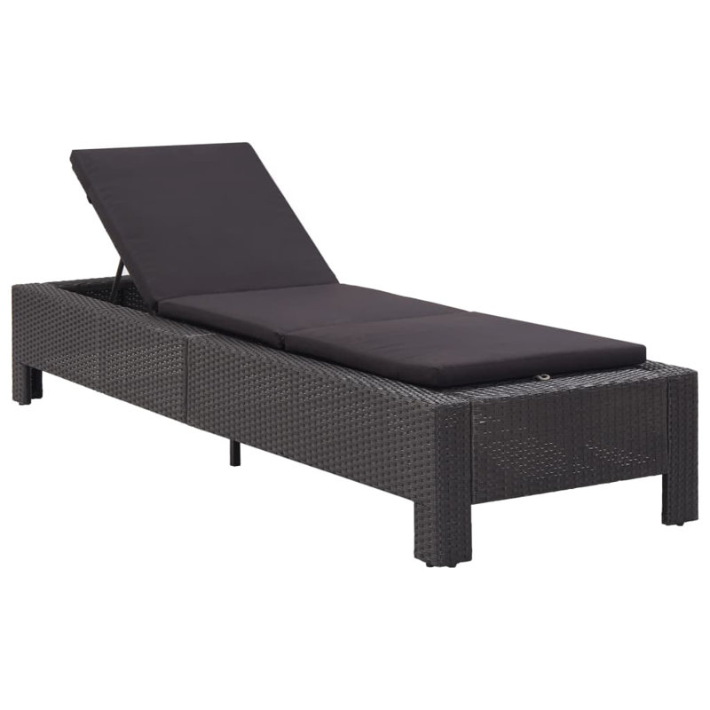 Chaise longue simple inclinable avec coussins 88 po Averelle, Noir, Noir