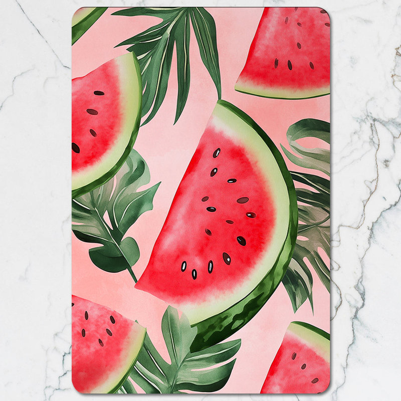 Watermelon Print Placemat And Coaster Set Of 12 Designer Artwork Collection With Wood Bottom Exclusive Edition