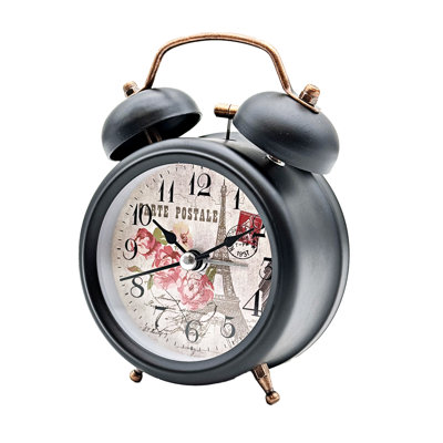 Metal Quartz Movement / Crystal Tabletop Clock Black
