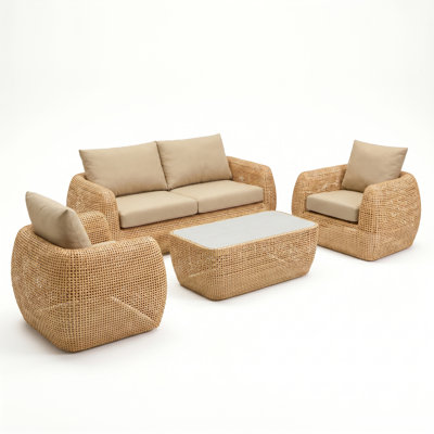 Sydney 4-Piece Sunbrella® Outdoor Patio Seating Set - Canvas Beige