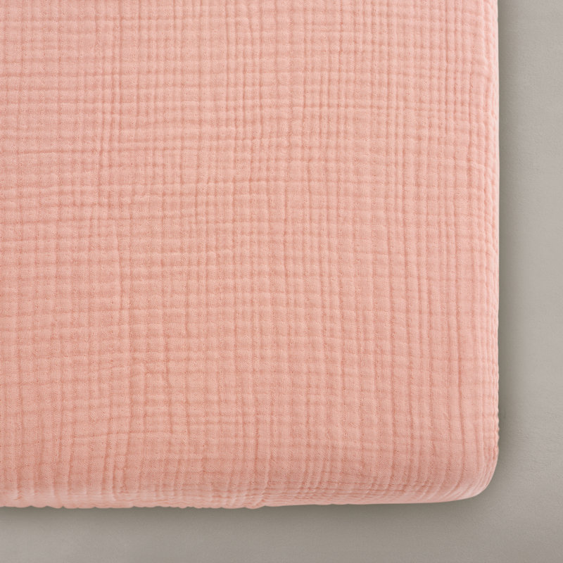 Rosette Pink - Premium Organic 100% Cotton Muslin, 4 Layers Of 4-way Muslin, Standard Fitted Crib Sheet