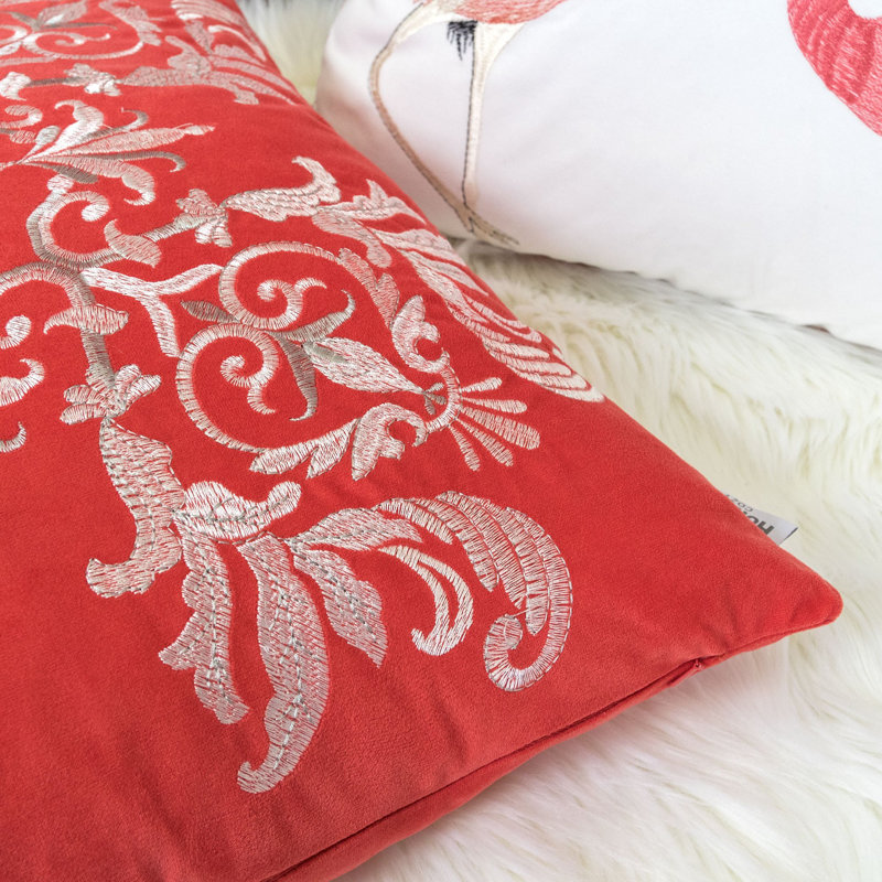 Umabel Damask Throw Pillow, Coral