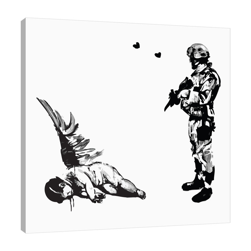 Shooting Cupid by Banksy - Wrapped Canvas Print, 30cm H x 30cm W x 3cm D