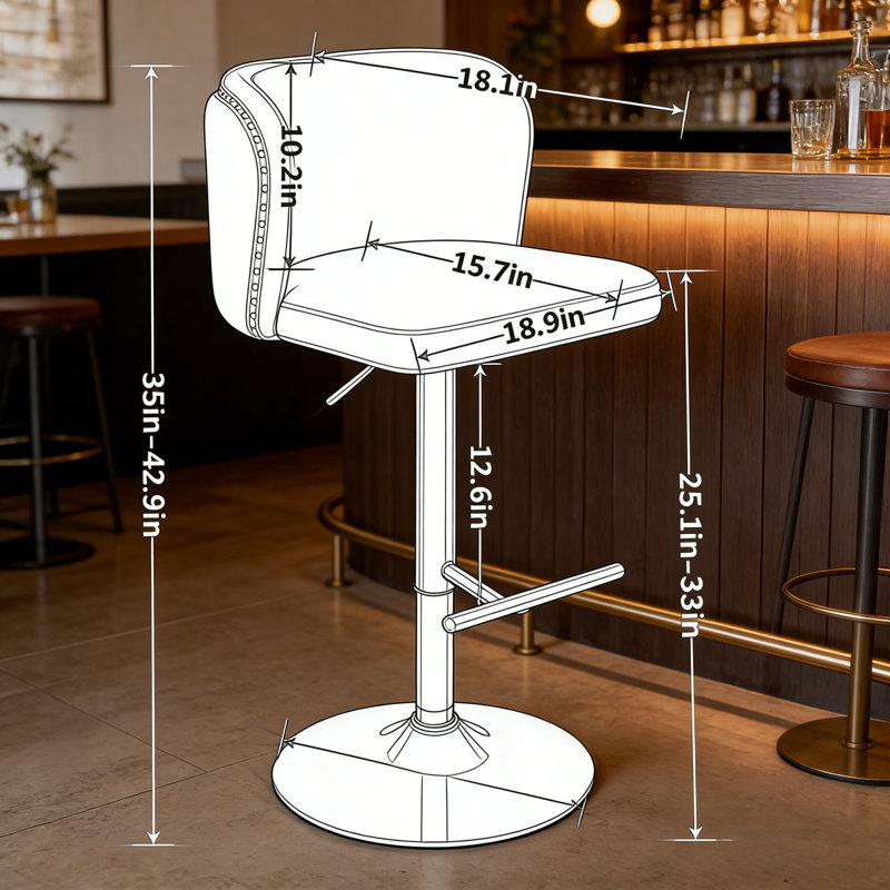 Tabourets de bar pivotants en velours, Brun, Doré