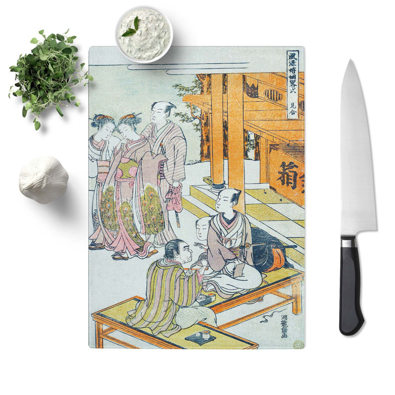 Tempered Glass View to Marriage by Isoda Koryusai Chopping Board, 28.5cm W x 39cm L