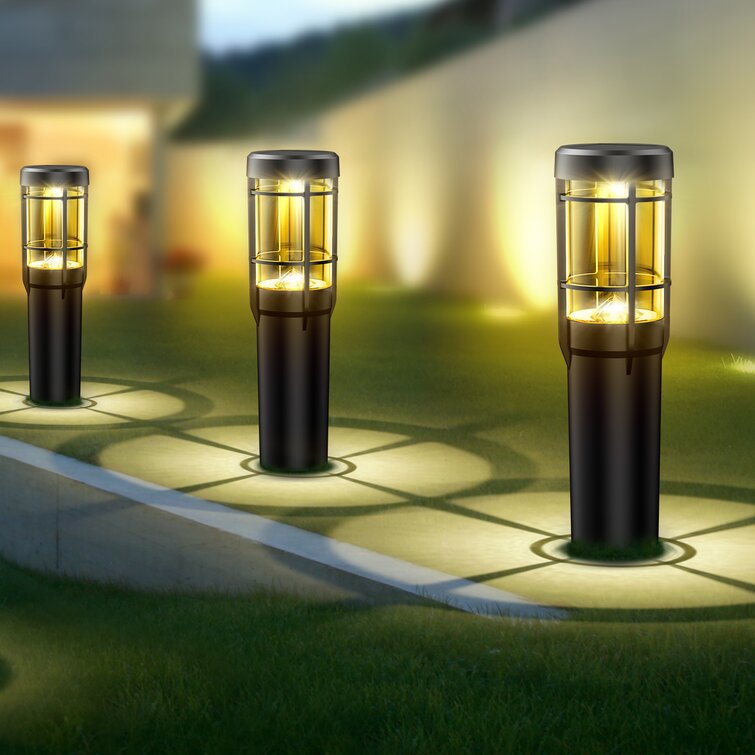 BUCASA Black Low Voltage Solar Powered Integrated LED Pathway Light Pack   Reviews Wayfair