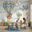 Adhésif mural ballon à air chaud pour enfants-476567152-476567157