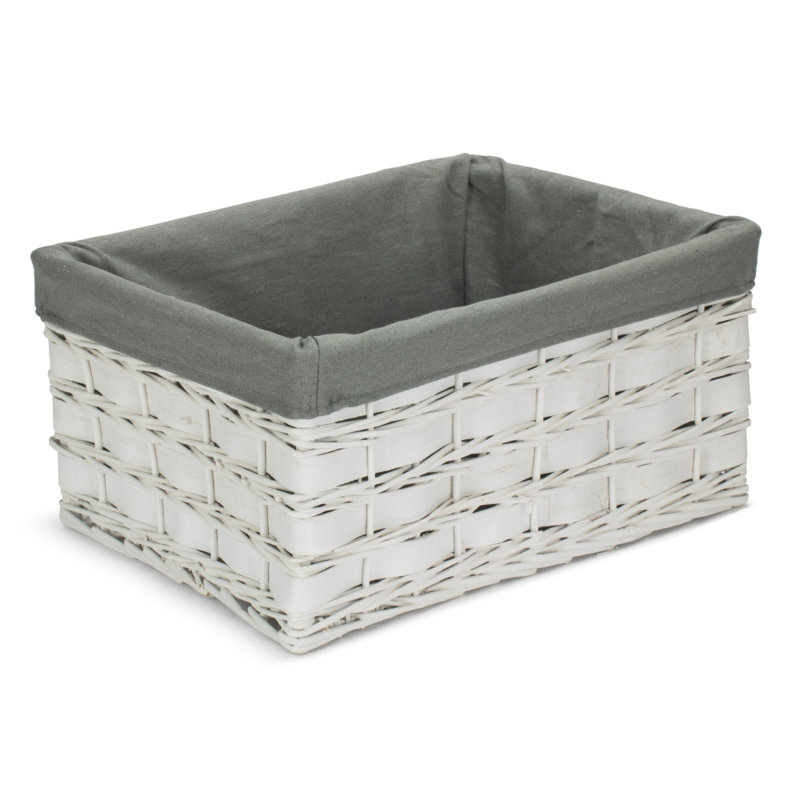 Highland Dunes Wicker Decorative Basket, White Grey