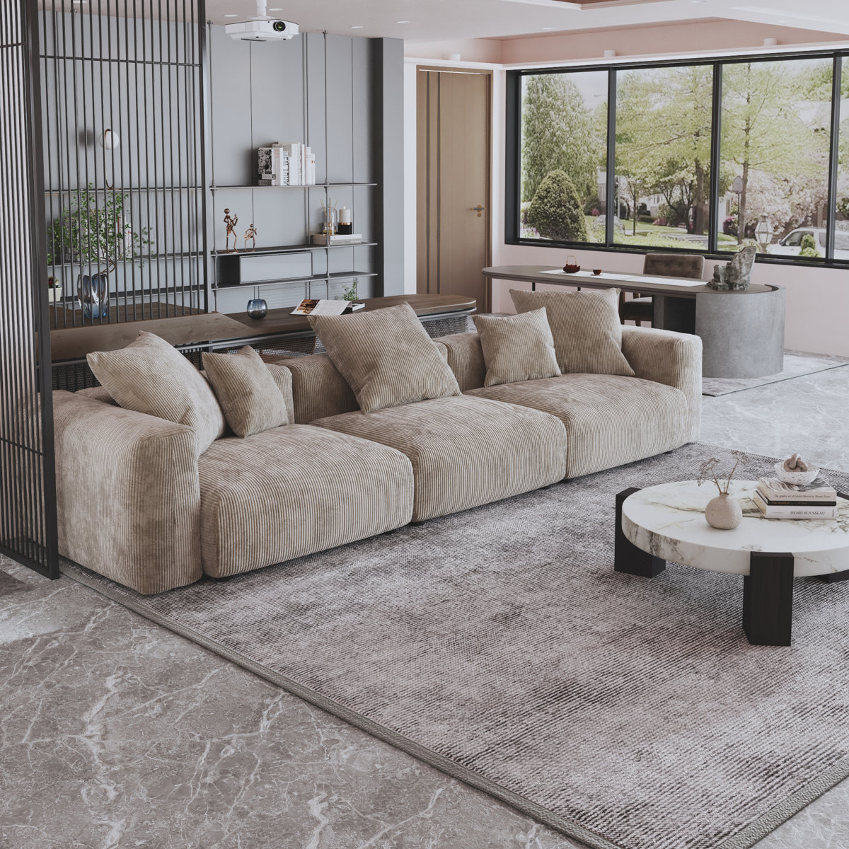 Latitude Run® Corduroy Upholstered 3 - Seater Sofa Modular Sofa For ...