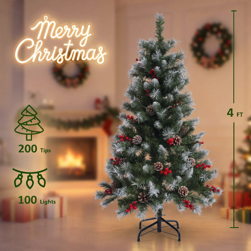 4ft Lighted Artificial Spruce Christmas Tree