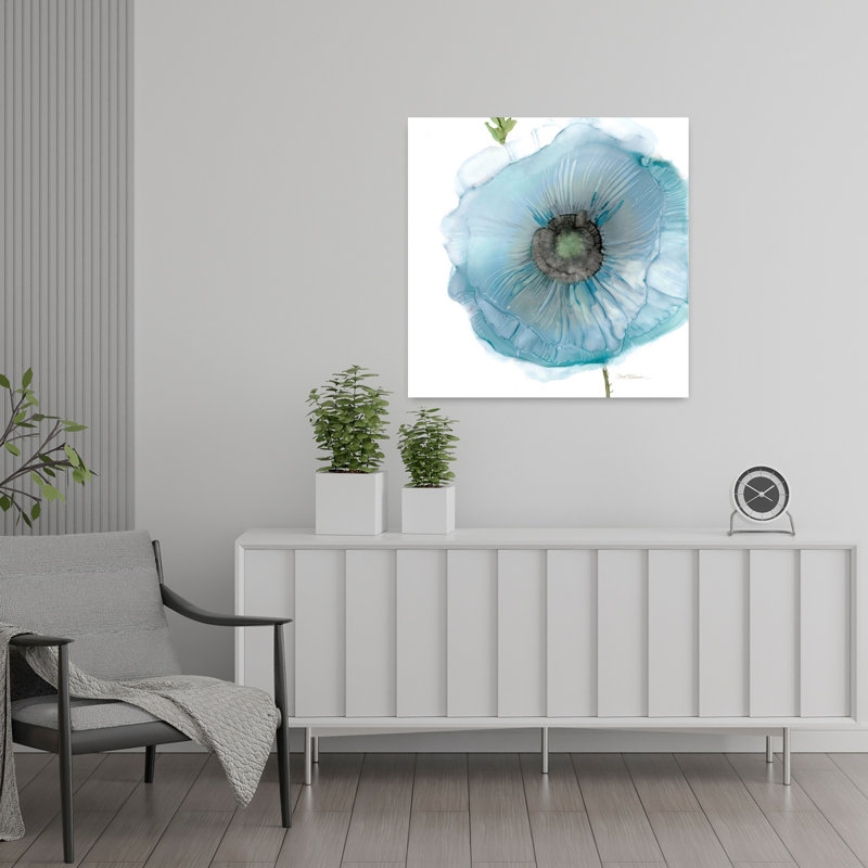 Art mural abstrait irisé bleu coquelicot II, H 24 po x l 24 po