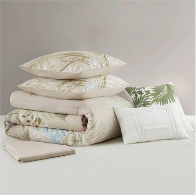 6-Piece Oversized Cotton Comforter Set With Throw Pillow