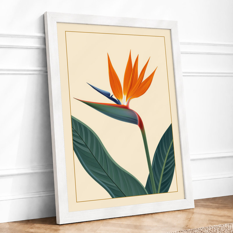 Bird of Paradise Botanical - Framed Print, A4 - 29.7 x 21.0 cm, White