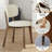Modern Fully Assembled Dining Chairs, Beige Pu Leather Kitchen Chairs With Solid Wood Legs