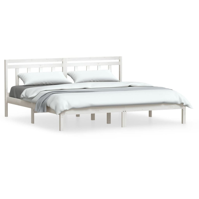 Bed Frame Solid Wood, white, Double (4'6)