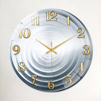 Metallic Swirl Modern Decorated Glass Wall Clock Home Decor Art-23.6"