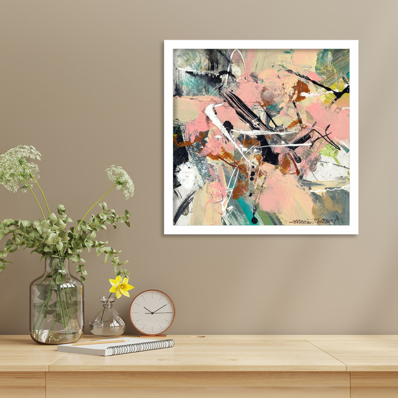 Sutter "Graceful" Print by Suzanne McCourt, 17" H x 17" W, White