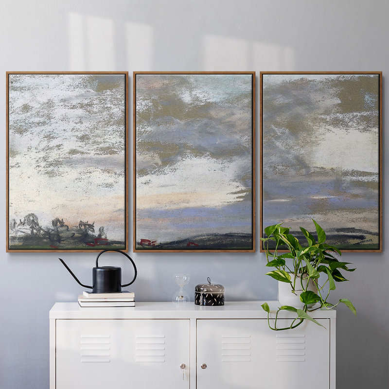 Paysage 01, reproduction sur toile 3 pièces, H 24 po x l 48 po x P 2 po, Noyer