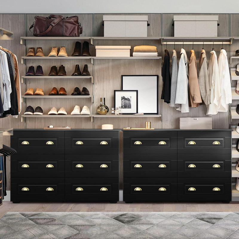Chalgrave 6 Drawer 47.2"W Double Dresser, Black