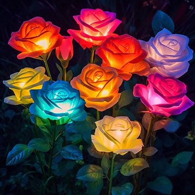 Solar Flower Lights Outdoor Garden Decorations, Color Changing Landscape Lighting For Yard Patio Lawn Pathway Party Decor