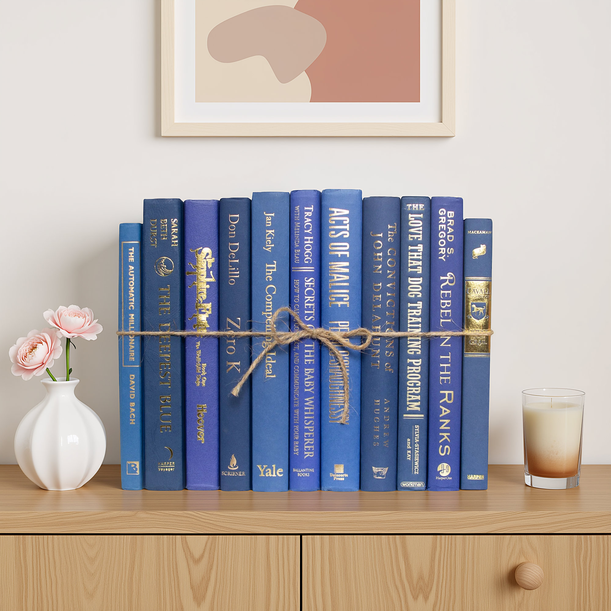 Serefina Decorative Books - Denim & Gold Book Bundle - 1 Foot of Blue Books