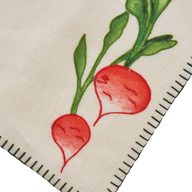 Embroidered Linen Napkins, Red/Green