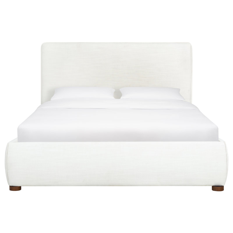 Callahan Upholstered Bed, Full / Double, White Linen