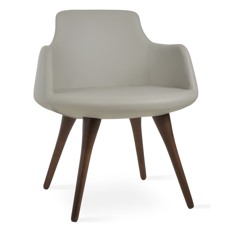 Chaise avec accoudoirs en bois Dervish, Gris clair
