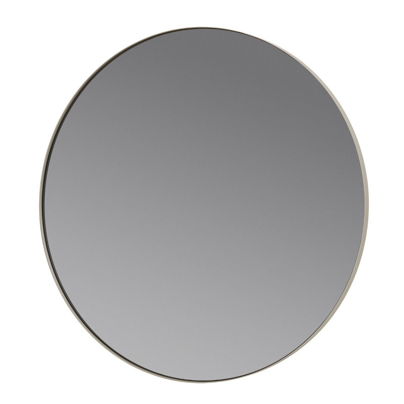 31'' Smoke Tinted Round Accent Mirror with White Steel Rim