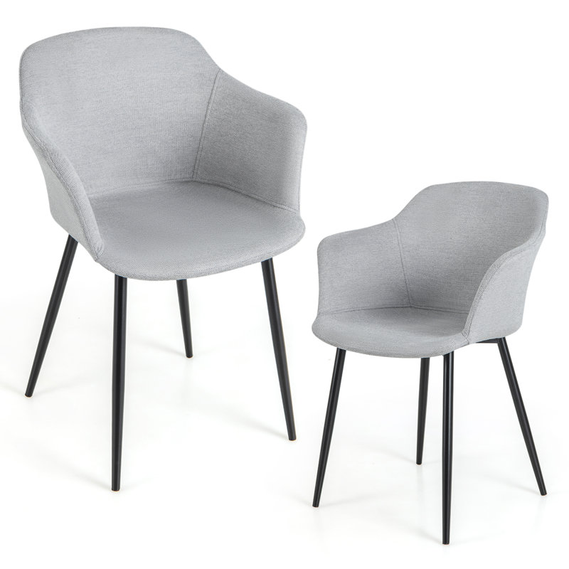 44cm H Polyester Blend Upholstered Metal Armchair, Silver