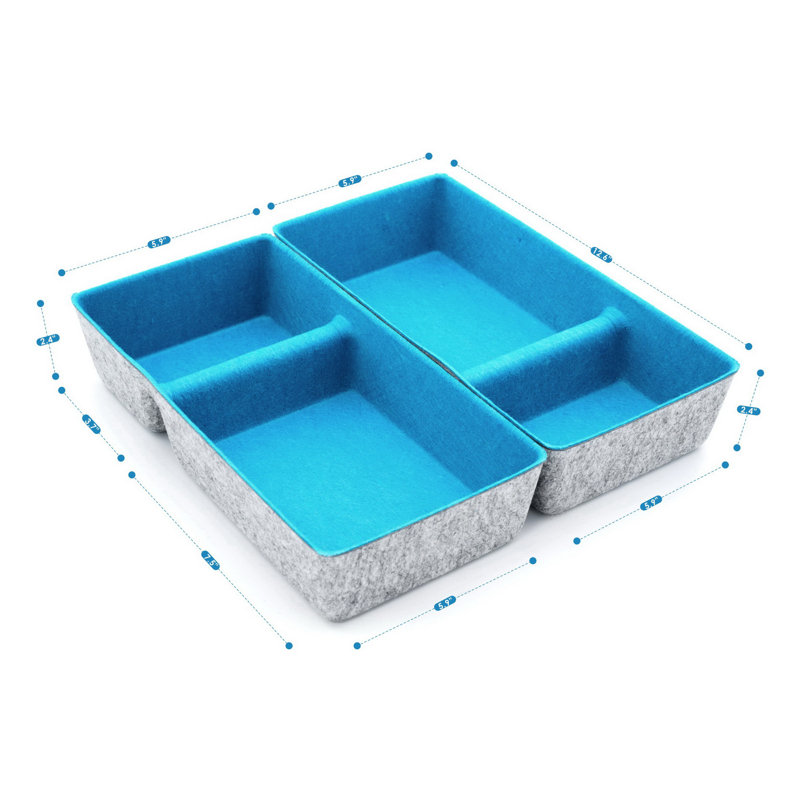 Anadi 3.1'' H x 6.1'' W x 12.6'' D Organizer Set, Turquoise x 2