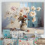 Reproduction d'art sur toile, géraniums roses, nature morte III