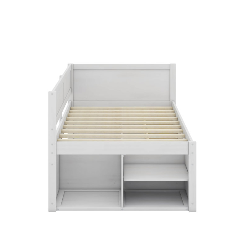 Lit de jour avec tiroirs et tablettes, Lit simple, Blanc