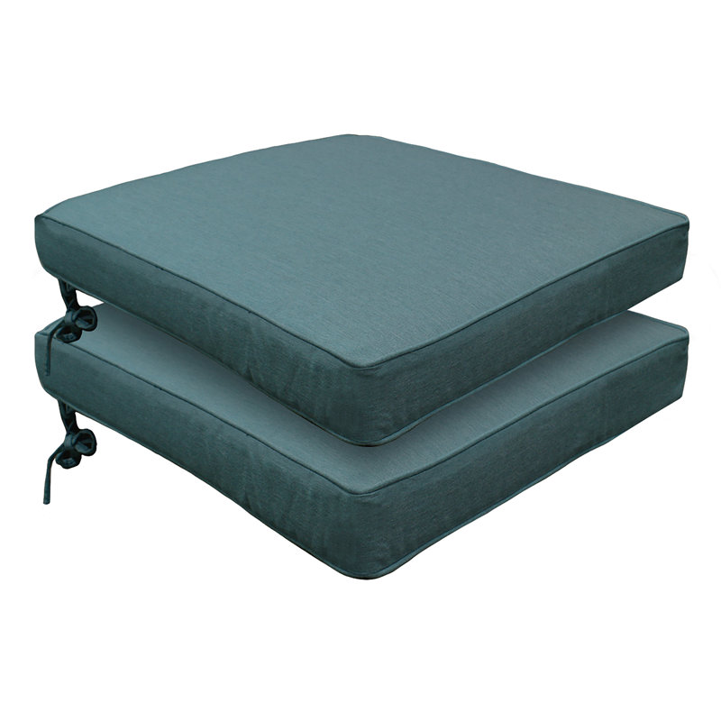 Sunbrella Premium Outdoor Seat Pad, Cast Lagoon Sunbrella® Plainweave