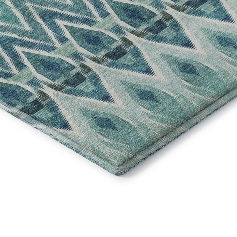 Premium Machine Washable Cerrito Teal Rug, Runner 2'3" x 7'6"