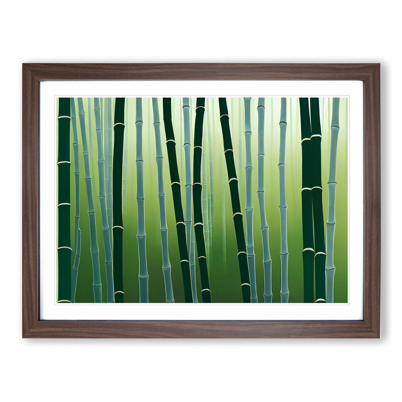 Inquisitive Bamboo Forest - Single Picture Frame Print, 46cm H x 64cm W x 2cm D, Walnut