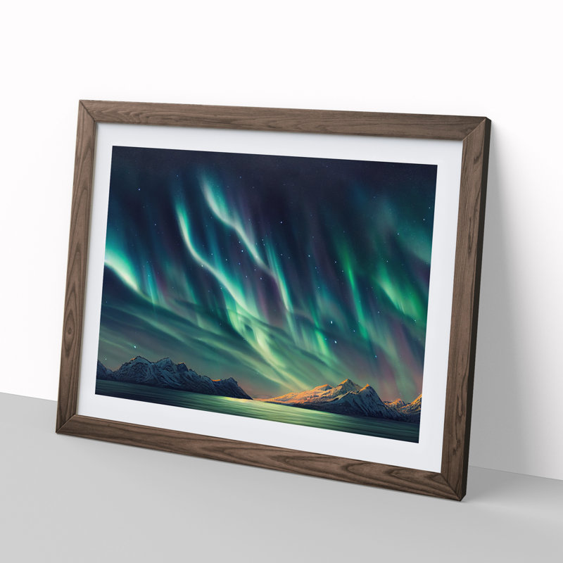 Overwhelming Northern Lights - Framed Print, 46cm H x 64cm W x 2cm D, Walnut