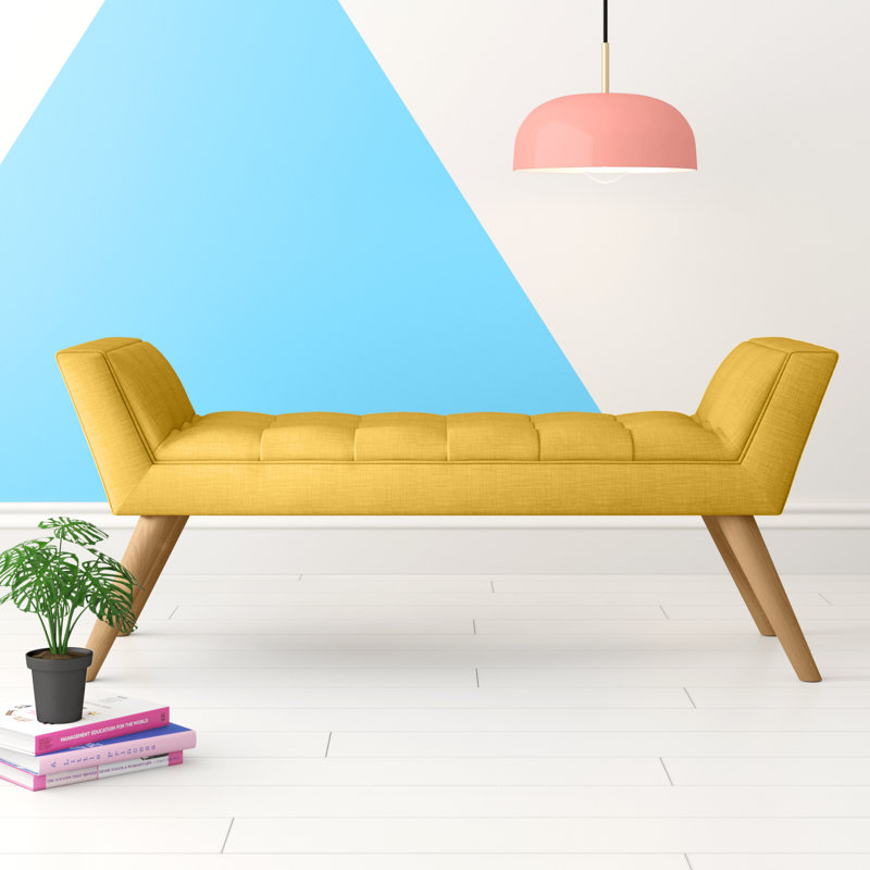 Cauley Upholstered Bench, Mustard
