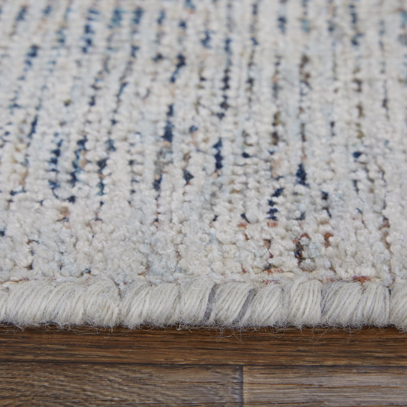 Tapis gris en coton / laine noué à la main Amraj, Rectangle de 10 pi x 14 pi