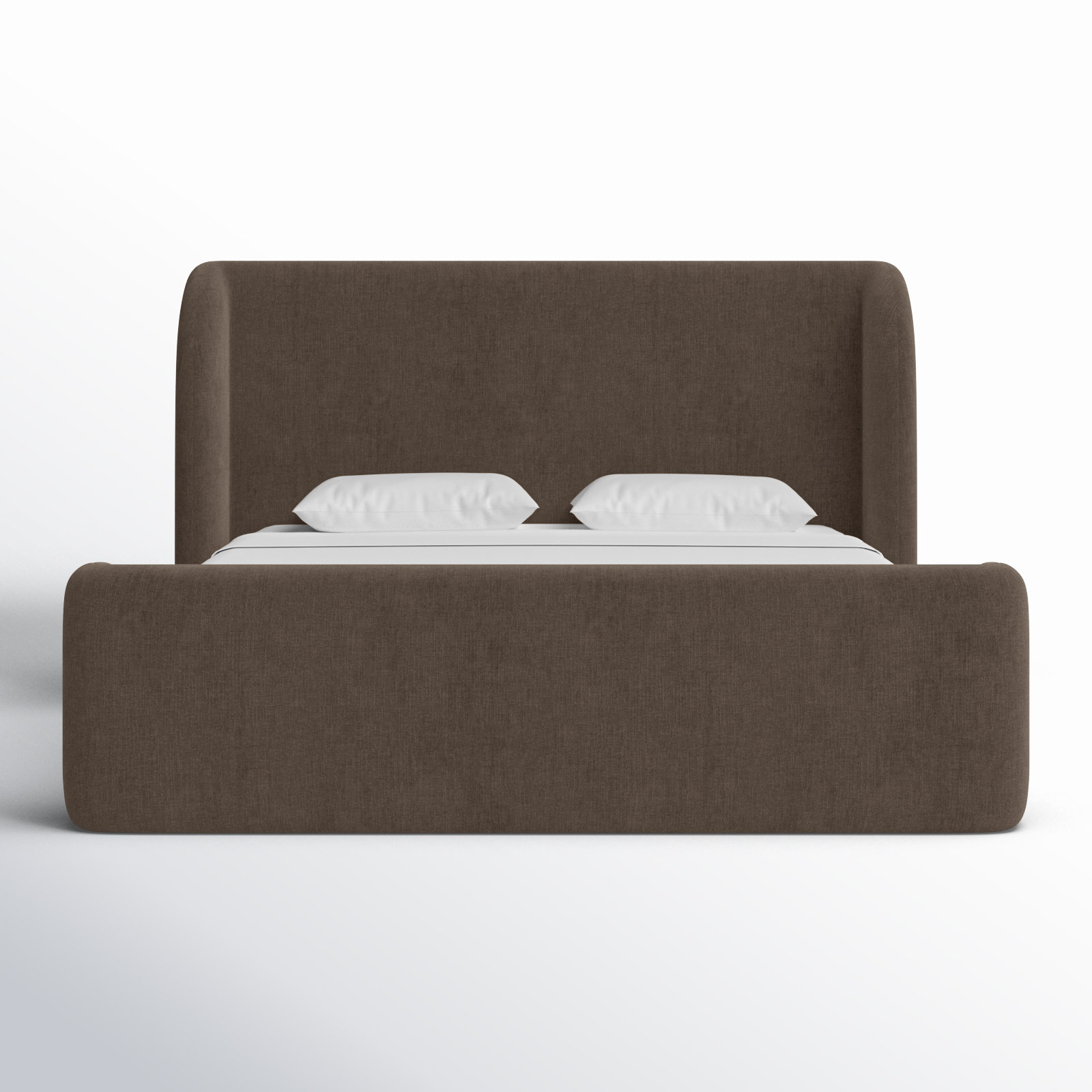 Upholstered Storage Wingback Bed, Dark Brown, King