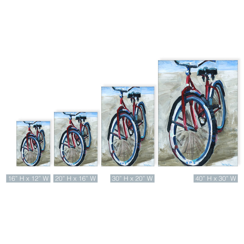 «Red Bike» par Dana McMillan, reproduction sur toile tendue, H 40 po x l 30 po x P 1,5 po