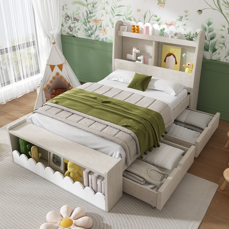 Auvianna Bed with 2 Drawers and Bench, 90 x 190cm