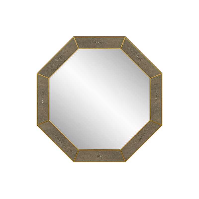 Ambera Solid And Engineered Wood Octagon Mirror, Grey, Octagon