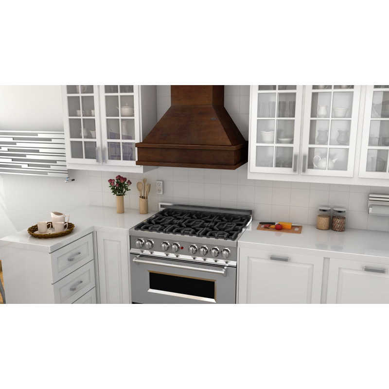 30" Wood 400 CFM Convertible Wall Mount Range Hood, Walnut/Hamilton